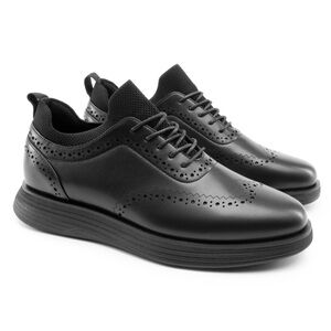 Black Leather Men's Dress Shoes- Bruno Marc